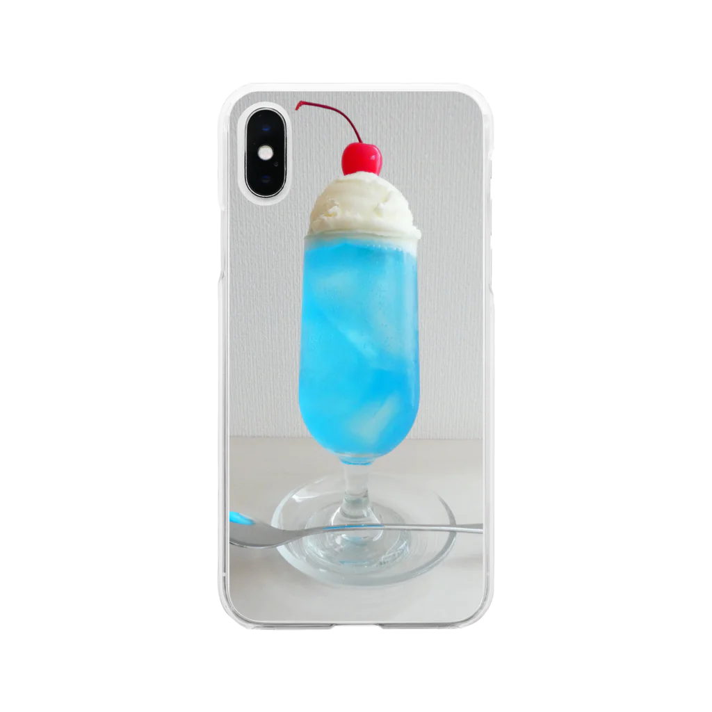 写真屋とーかの宝石のようなクリームソーダ（アクアマリン） Soft Clear Smartphone Case