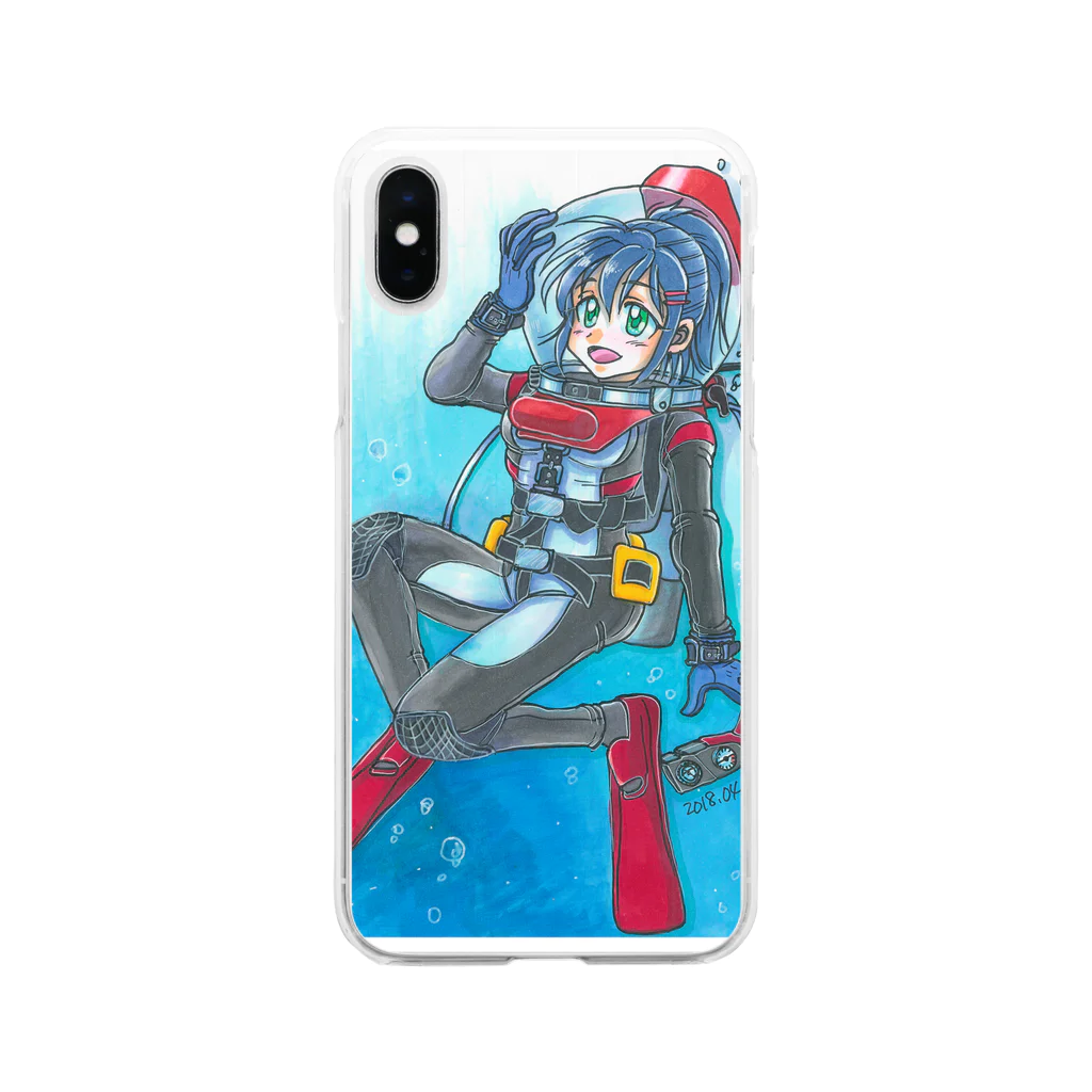 ちちやすのダイビング娘さん Soft Clear Smartphone Case