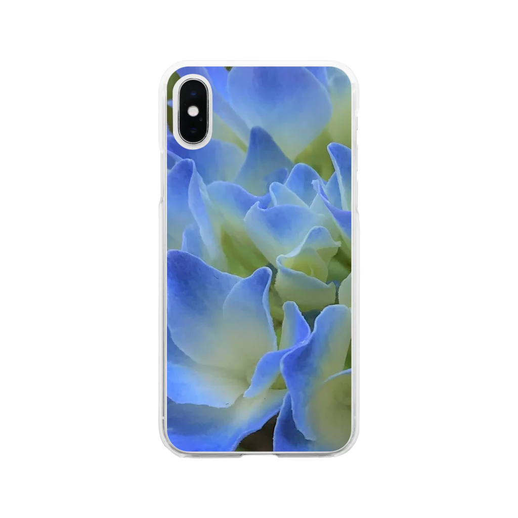 あんぜりかのあじさい　青紫 Soft Clear Smartphone Case