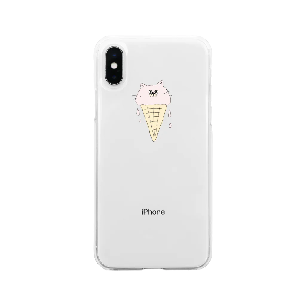 ねこのふとももの溶けねこ(ピンク) Soft Clear Smartphone Case