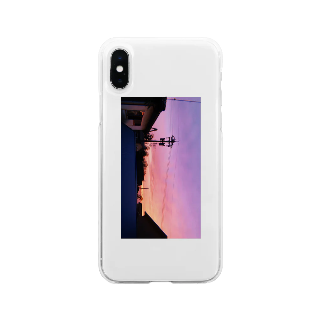 _watermelonのピンクの空 Soft Clear Smartphone Case