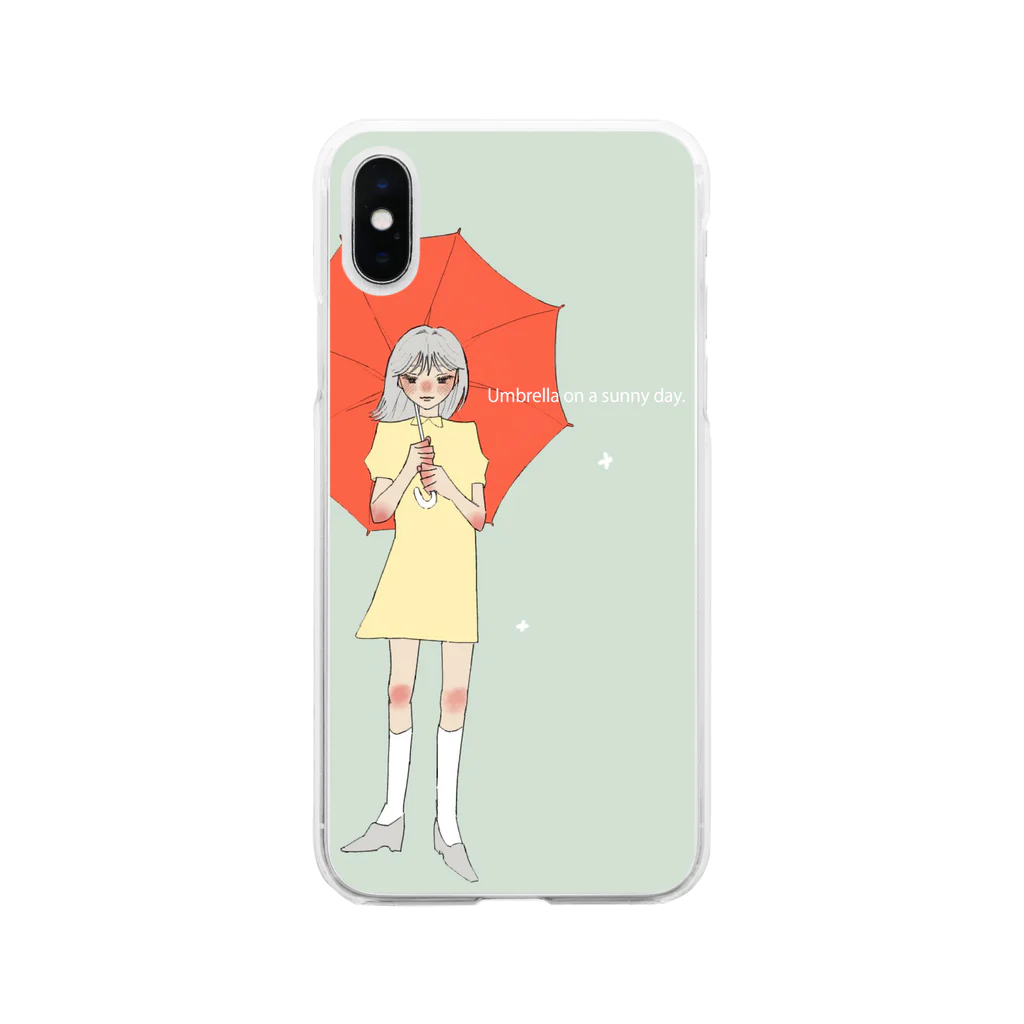 MAGUROの晴れと傘と女の子。 Soft Clear Smartphone Case