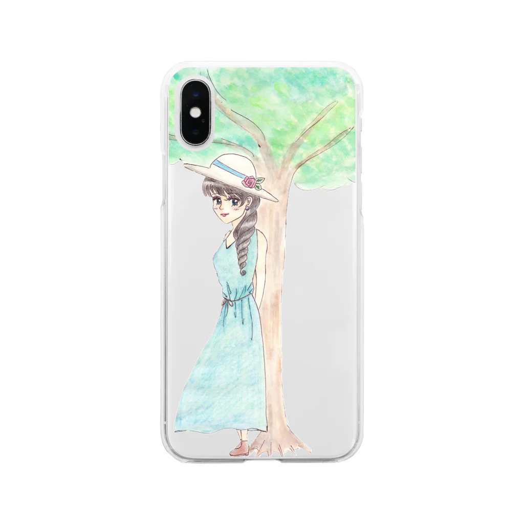 ひよこ工房の木陰で休む少女 Soft Clear Smartphone Case