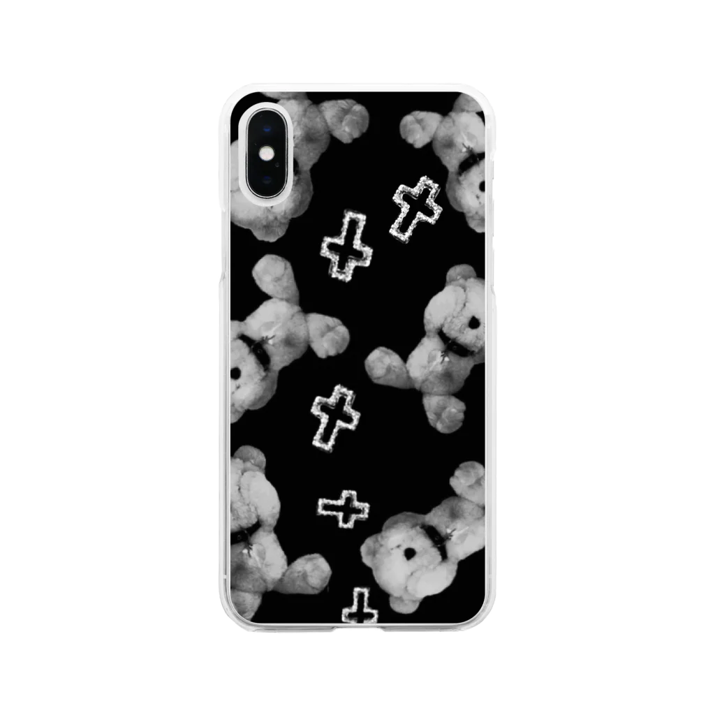 💜Salon de Lucia💜のPeek-a-boo CROSS Teddy Monochrome Random Soft Clear Smartphone Case