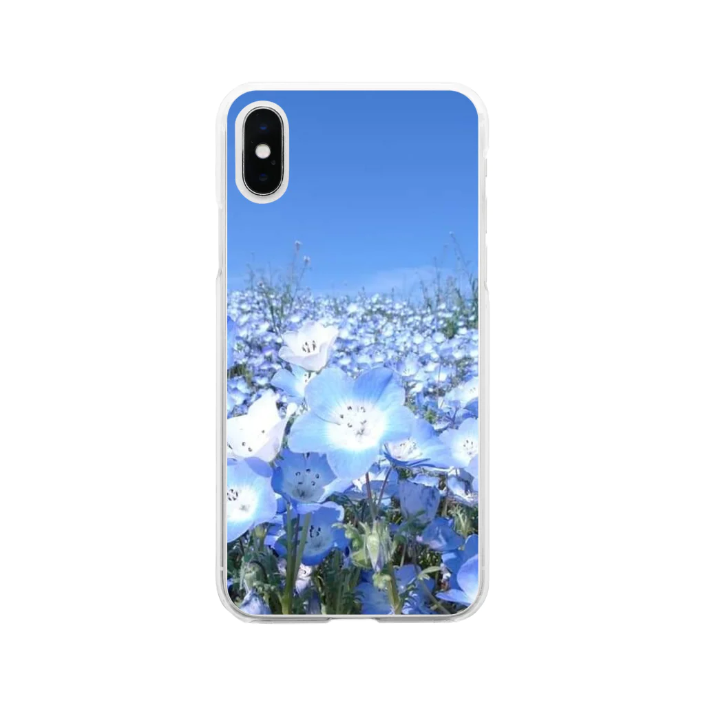 心メロンのネモフィラブルー💙 Soft Clear Smartphone Case