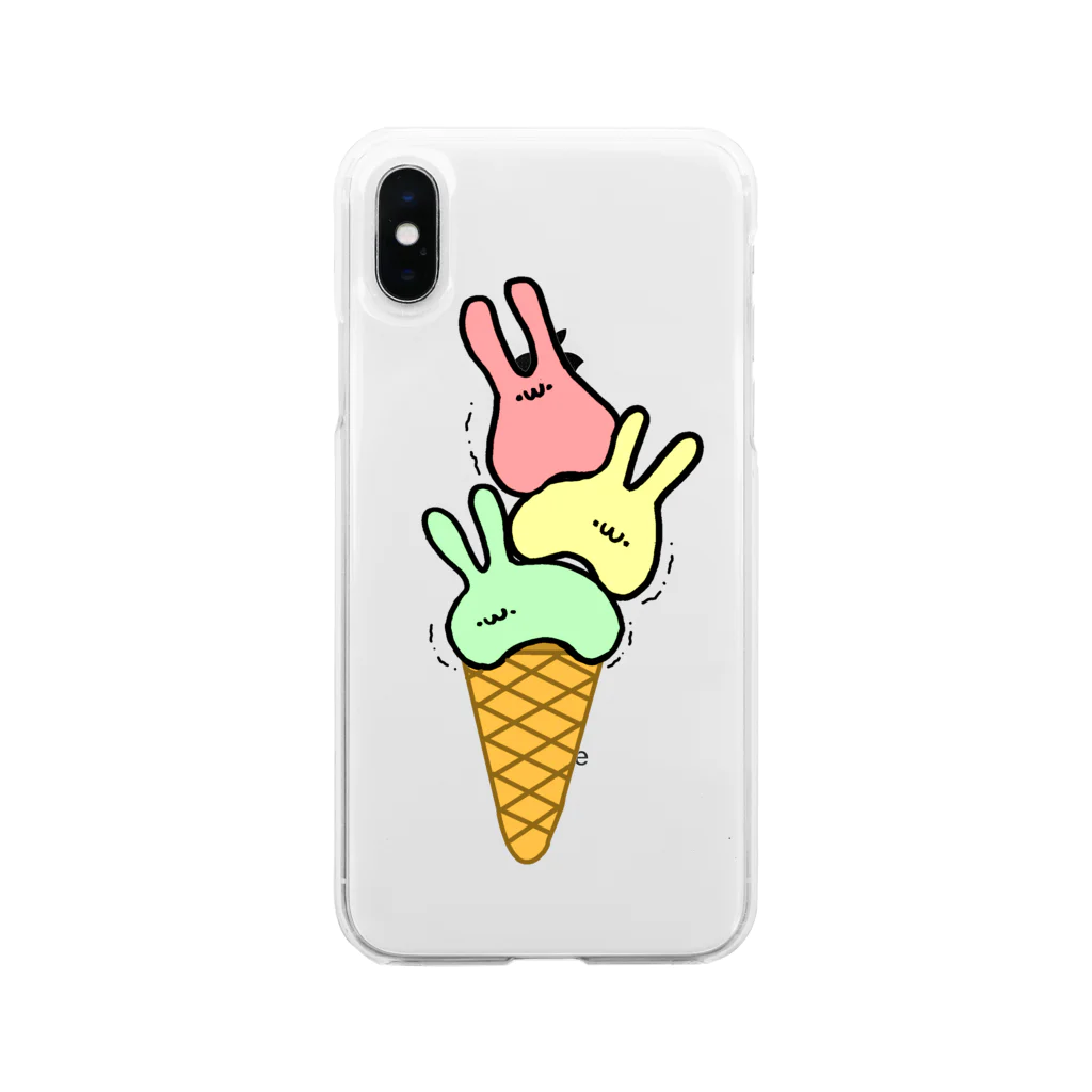 うさぎさん屋さんのアイスになりたかったカラフルうさぎさん Soft Clear Smartphone Case