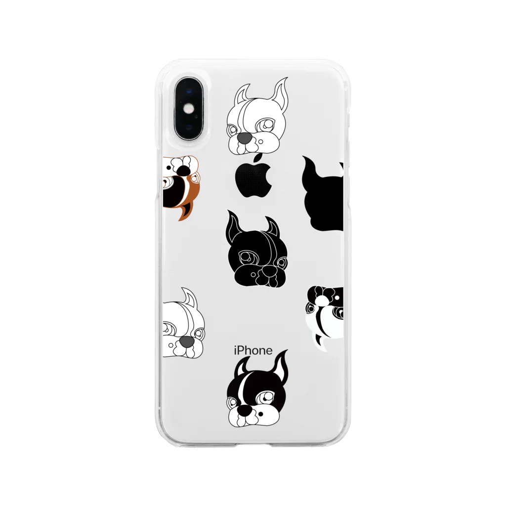 Park a Holic Bostonterrierのボステリセブンくんいっぱい Soft Clear Smartphone Case