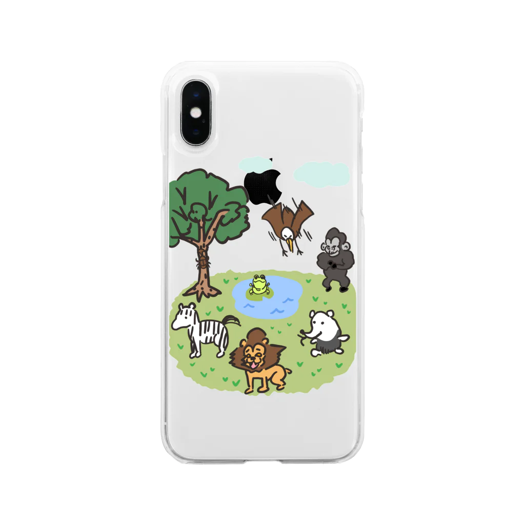 あいてむレインボーのヘタかわアニマル Soft Clear Smartphone Case