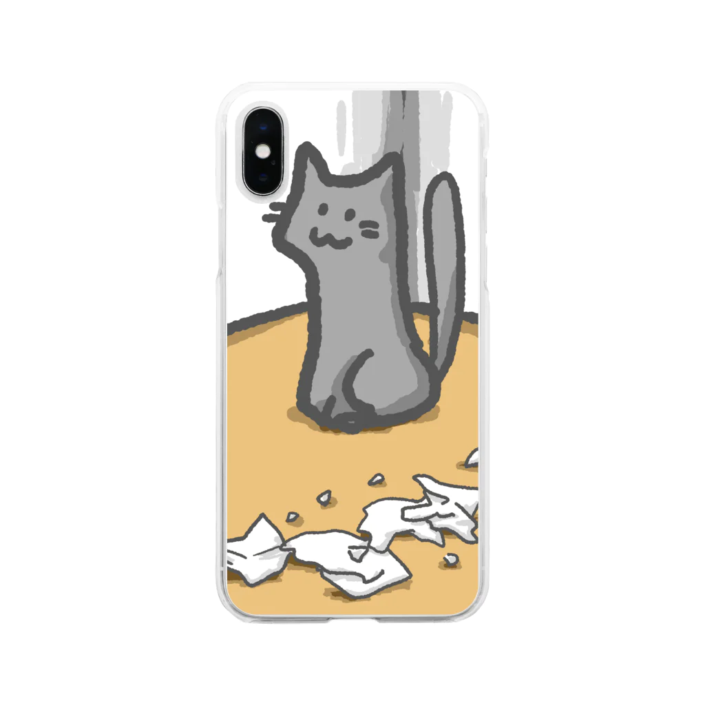 ももにゅの任務完了にゃんこ Soft Clear Smartphone Case