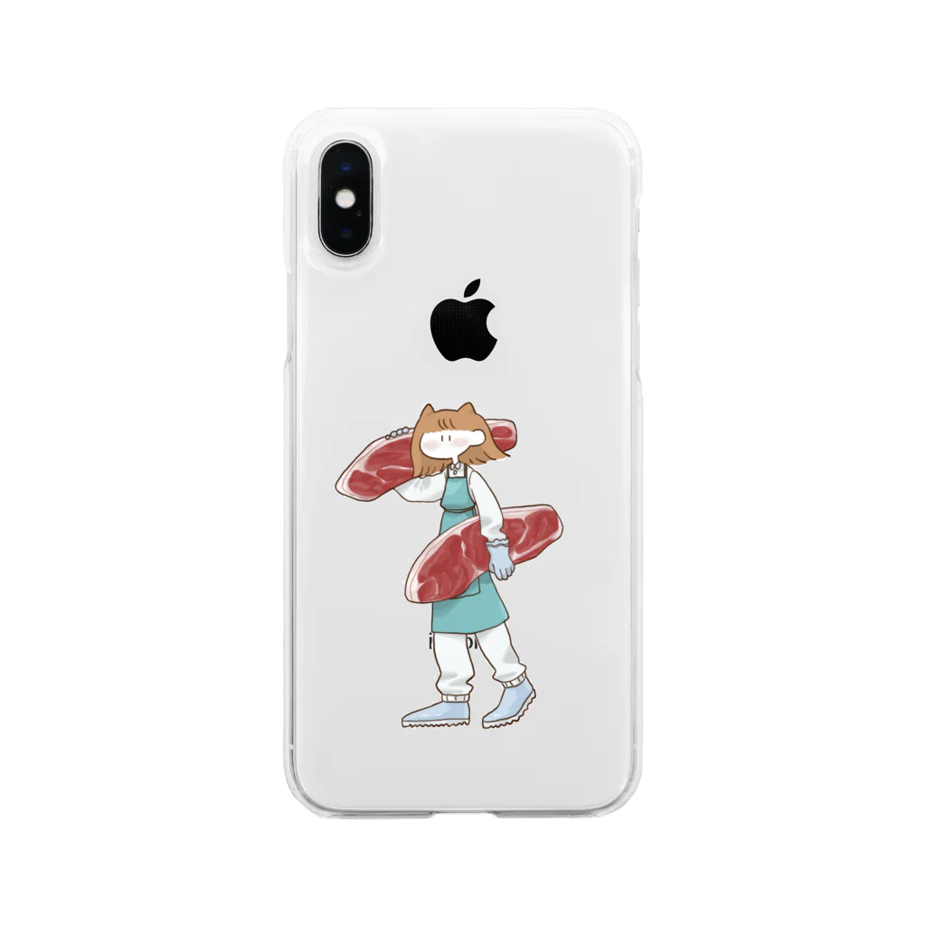 しゃけちゃん本舗の肉屋の娘 Soft Clear Smartphone Case