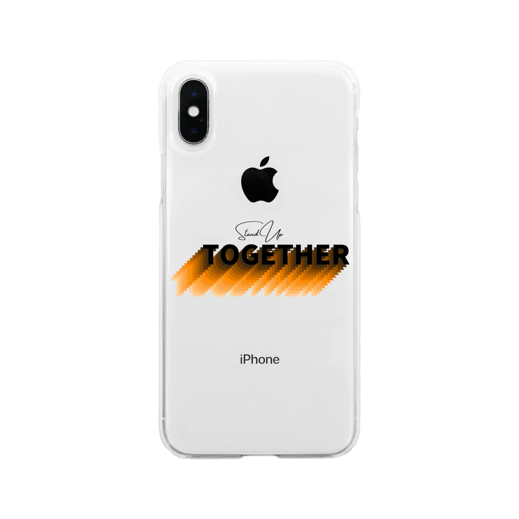 RIRI_designのStand Up Together（スタンド・アップ・トゥゲザー）イエロー オレンジベース Soft Clear Smartphone Case