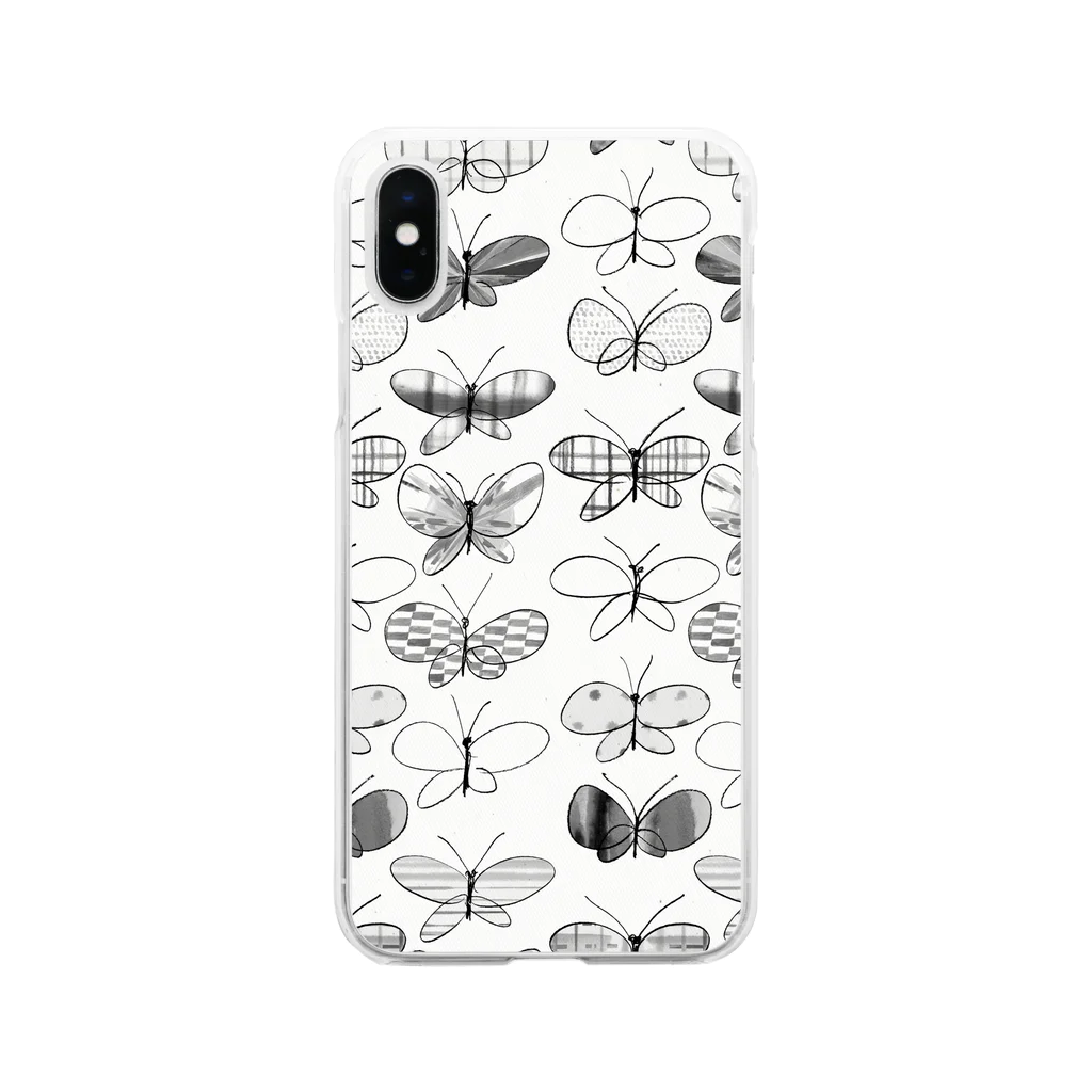 KAERUCAFE SHOPの蝶 Soft Clear Smartphone Case