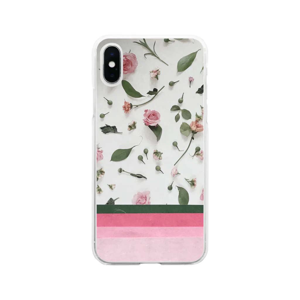 senri49のpink rose Soft Clear Smartphone Case