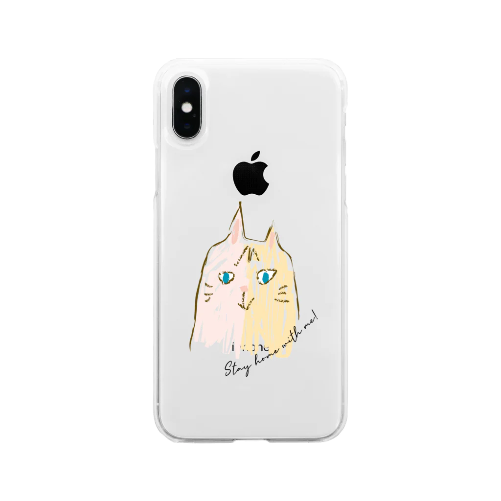 ℍ𝕚𝕣𝕠𝕞𝕚𝕚のcat(Mix Pink&Yellow) Soft Clear Smartphone Case