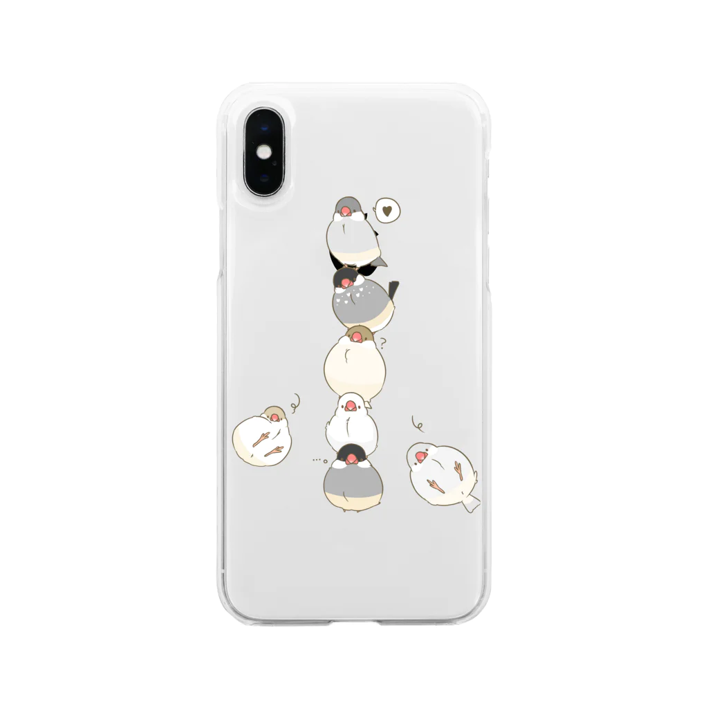 とりいろ。のおもち文鳥たわー Soft Clear Smartphone Case