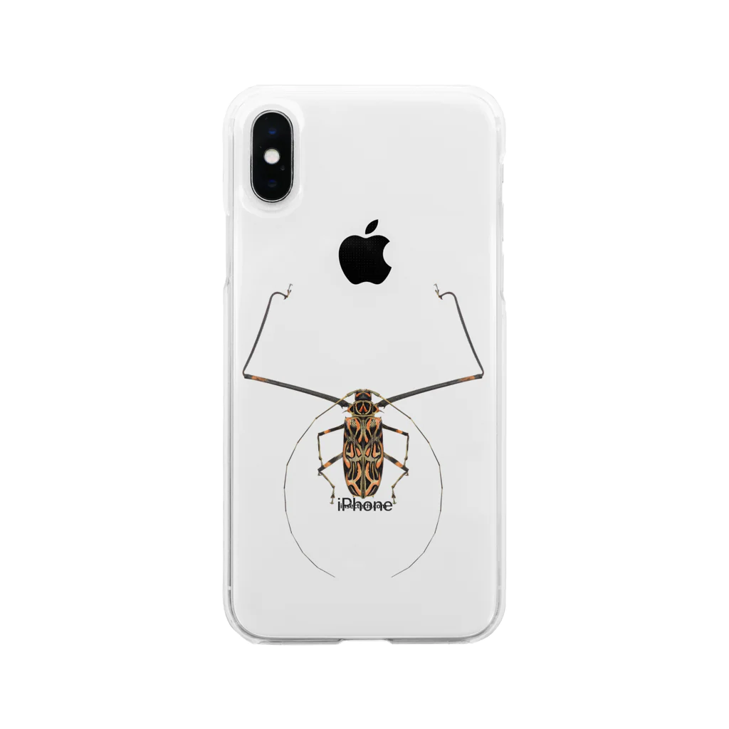 insectech.comのテナガカミキリ Soft Clear Smartphone Case