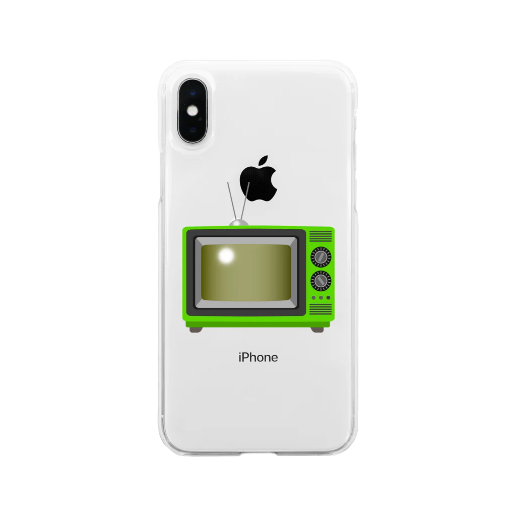 illust_designs_labのレトロな昭和の可愛い緑色テレビのイラスト Soft Clear Smartphone Case