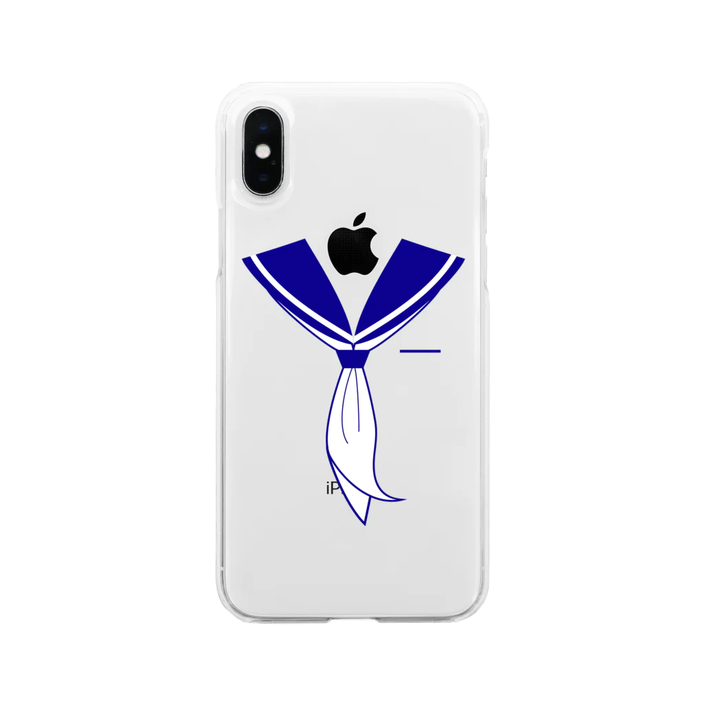 illust_designs_labのセーラー服 紺 Soft Clear Smartphone Case