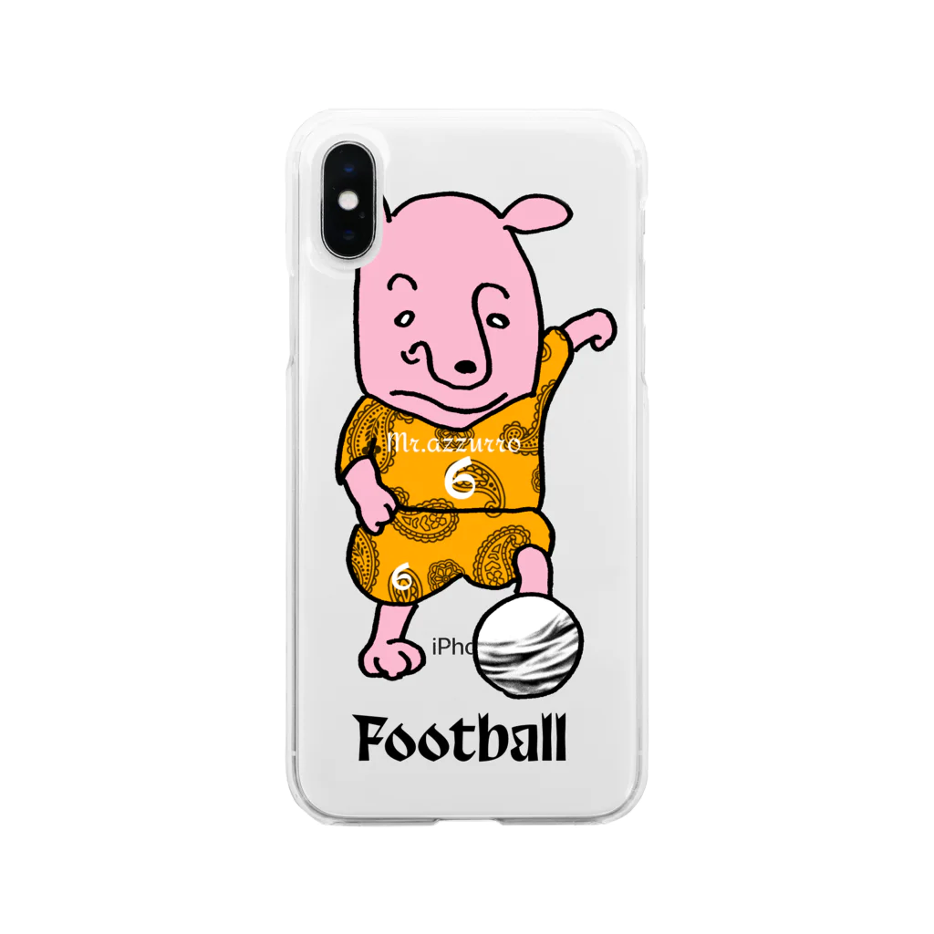 Mr.azzurroのピンクの犬〜football Soft Clear Smartphone Case