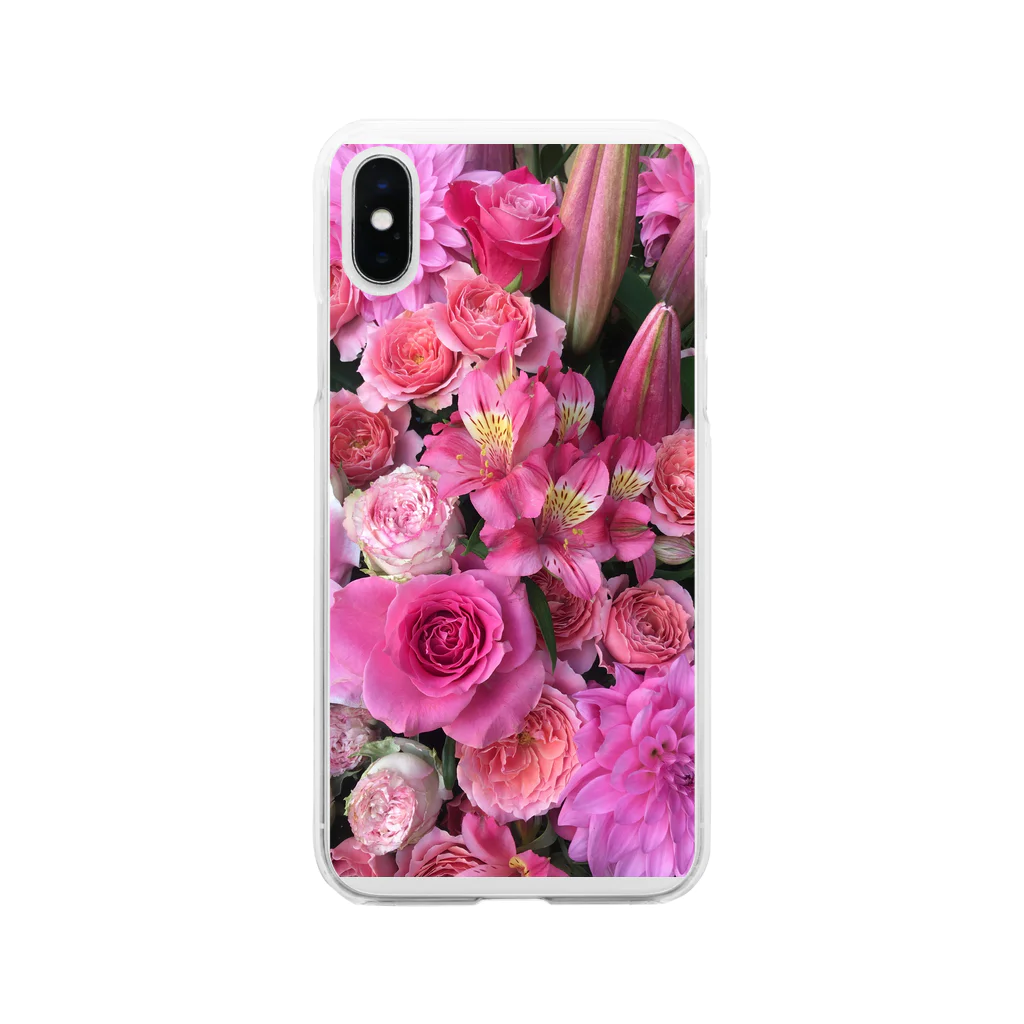 ミーミーショップのピンクの花束【お花シリーズ】 Soft Clear Smartphone Case