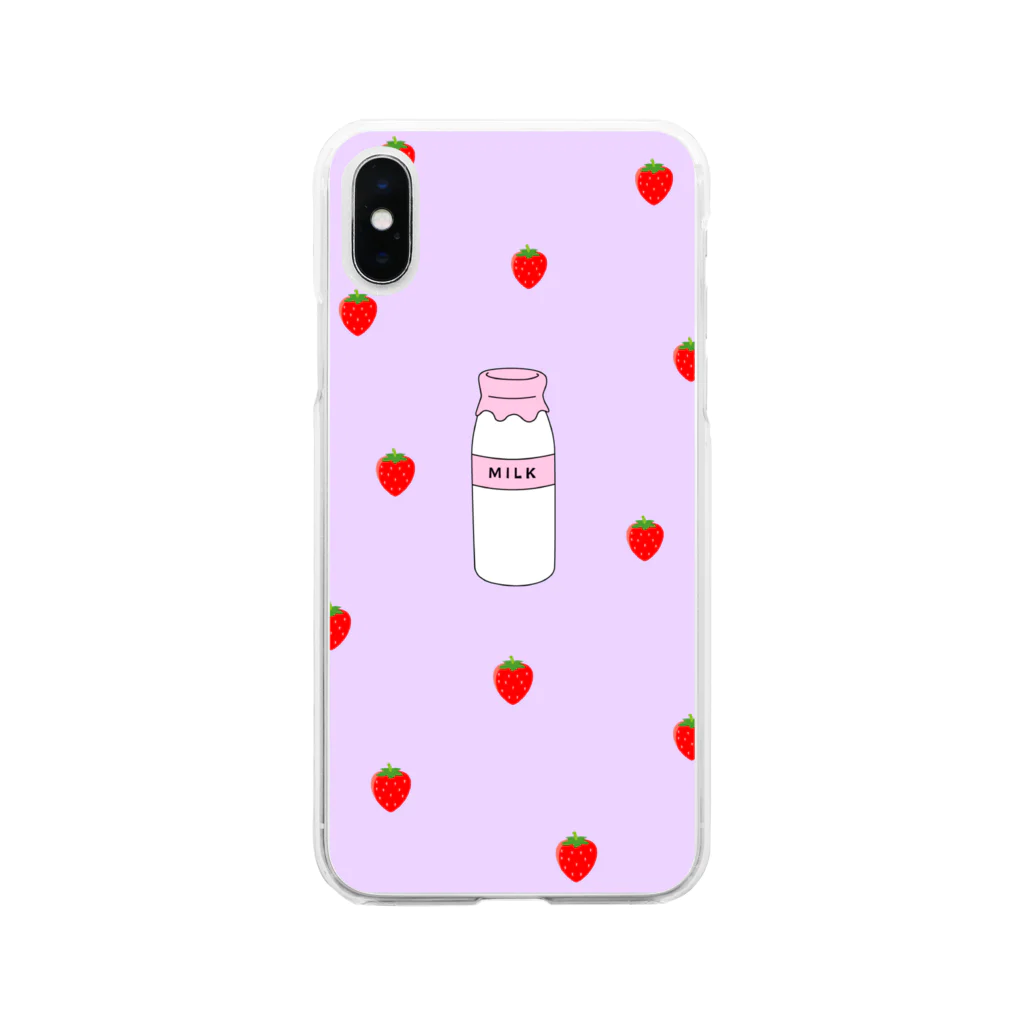 Coco ＊のぱすてるぱーぷる×ぴんくの牛乳瓶 いちごVer. Soft Clear Smartphone Case