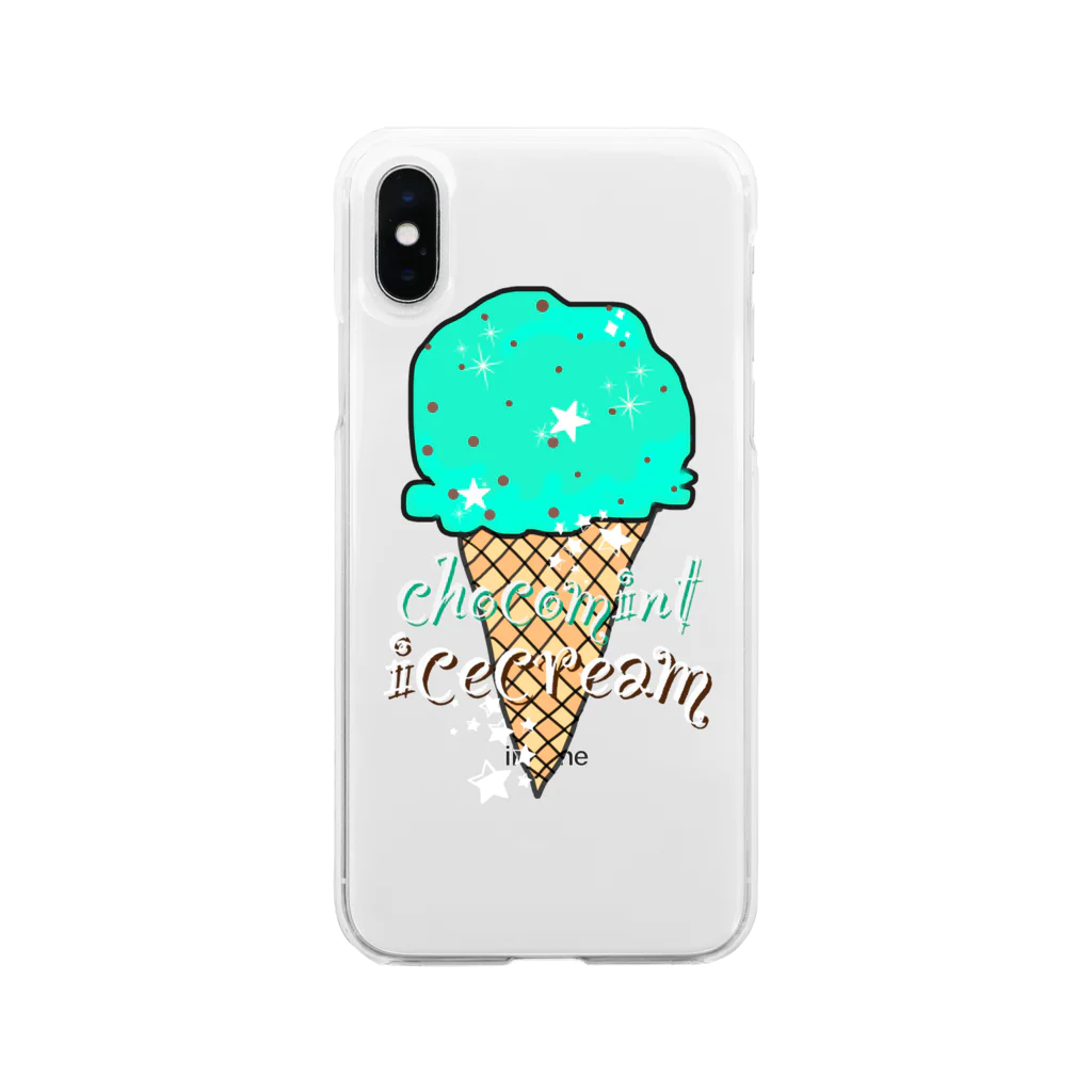なでしこ@デザインのチョコミントアイスクリーム Soft Clear Smartphone Case
