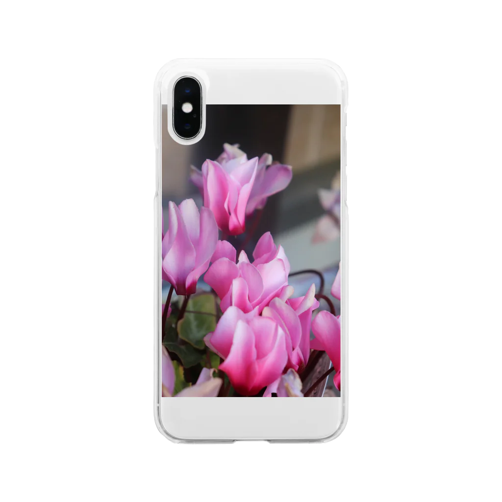 ゆずのシクラメン ピンクのお花 Soft Clear Smartphone Case