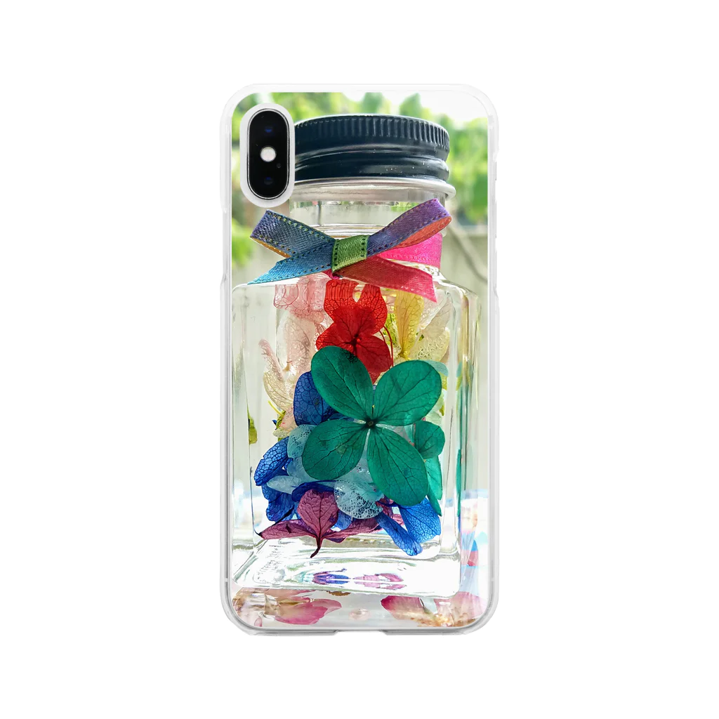 maru826914flcのミニボトルハーバリウム Soft Clear Smartphone Case