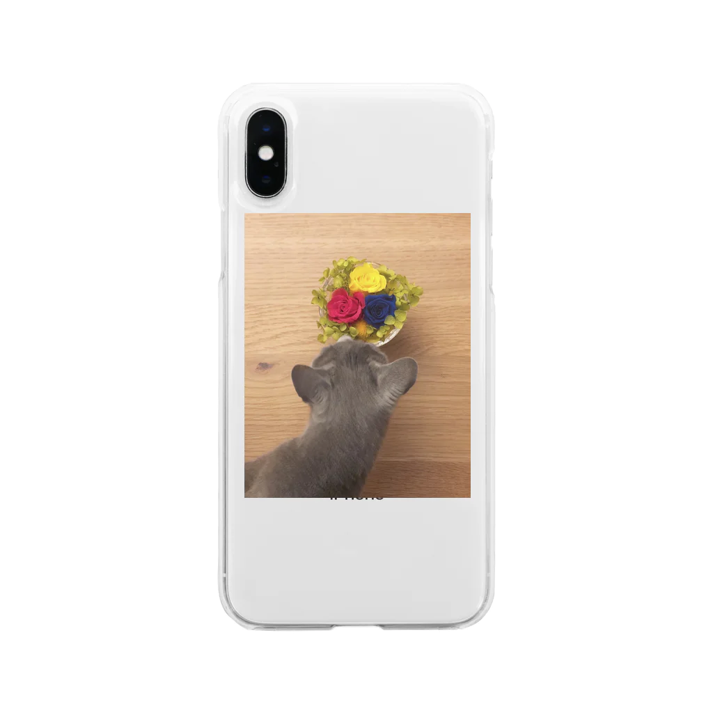 ロシアンブルー小町のお店のロシアンブルー小町_花 Soft Clear Smartphone Case