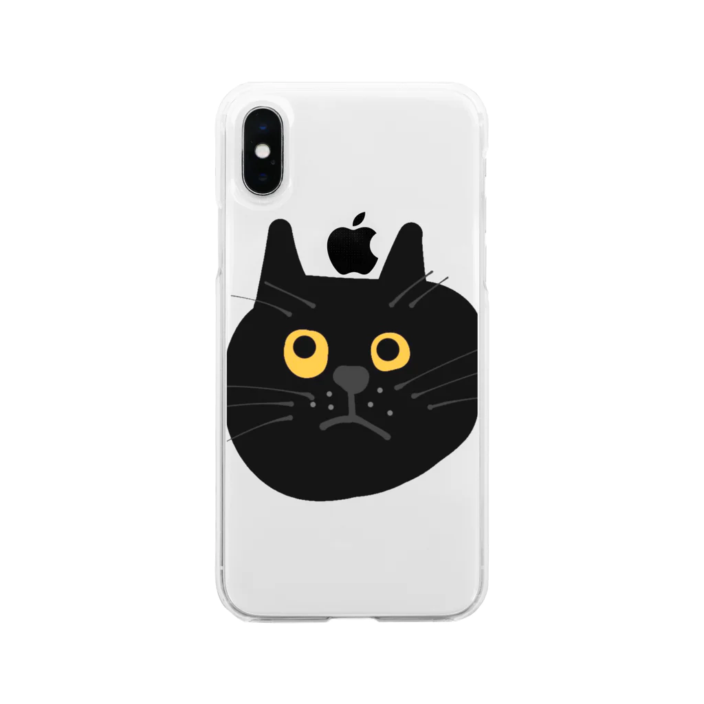 動物と自然が好きな人のための雑貨屋の黒猫のクロさん(ΦωΦ) Soft Clear Smartphone Case