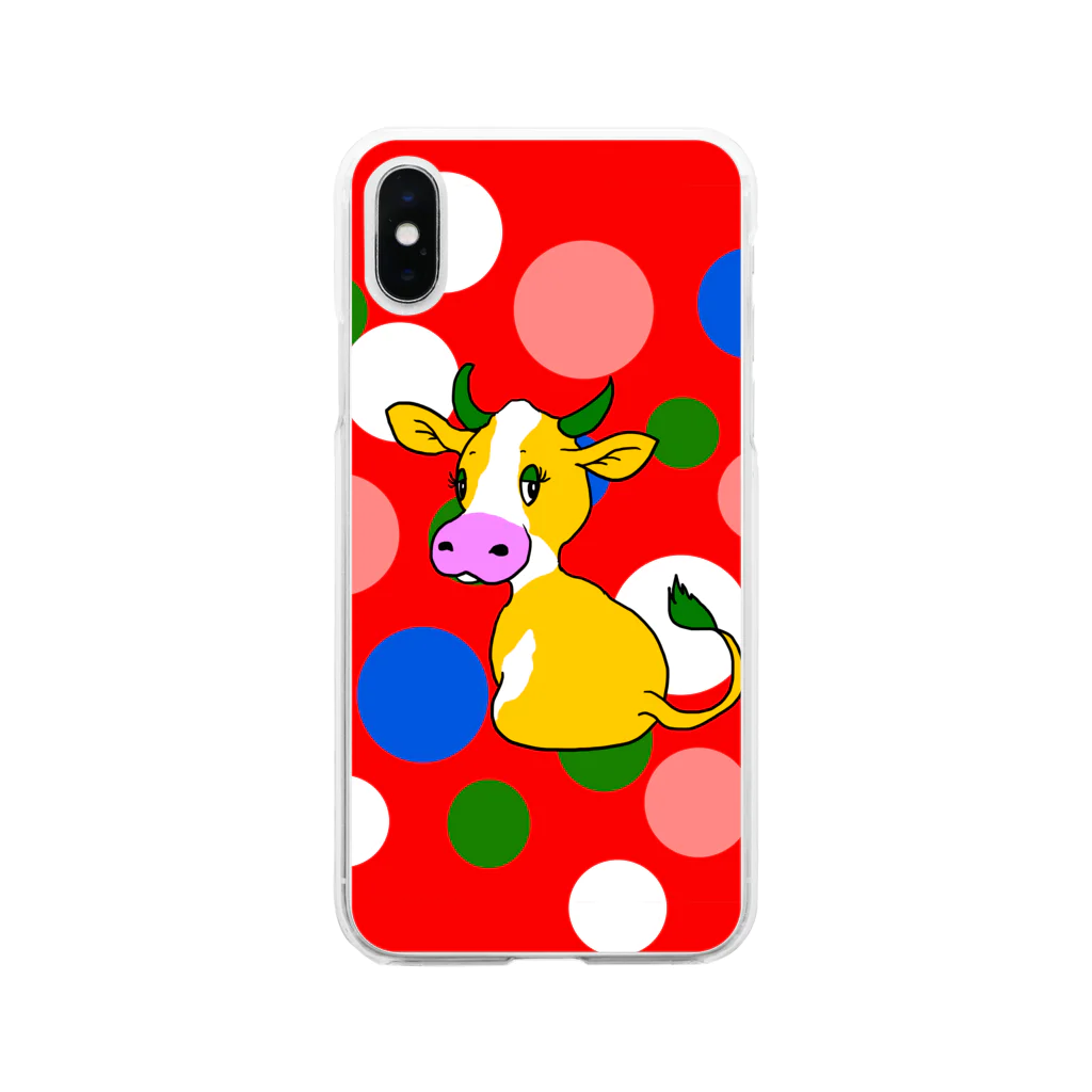 PoccaBocca–すかまるのおみせ–のちょっとレトロな牛さん🐄 Soft Clear Smartphone Case