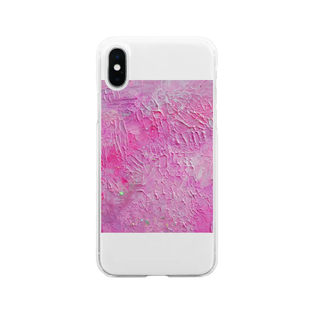 ▫ぬんちゃこ▫のピンクアクリル絵の具。 Soft Clear Smartphone Case