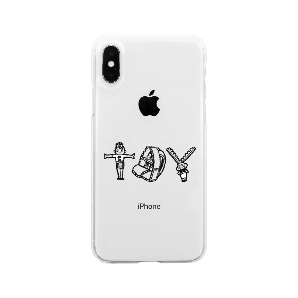 mi_ikanのTOY(ものくろ) Soft Clear Smartphone Case