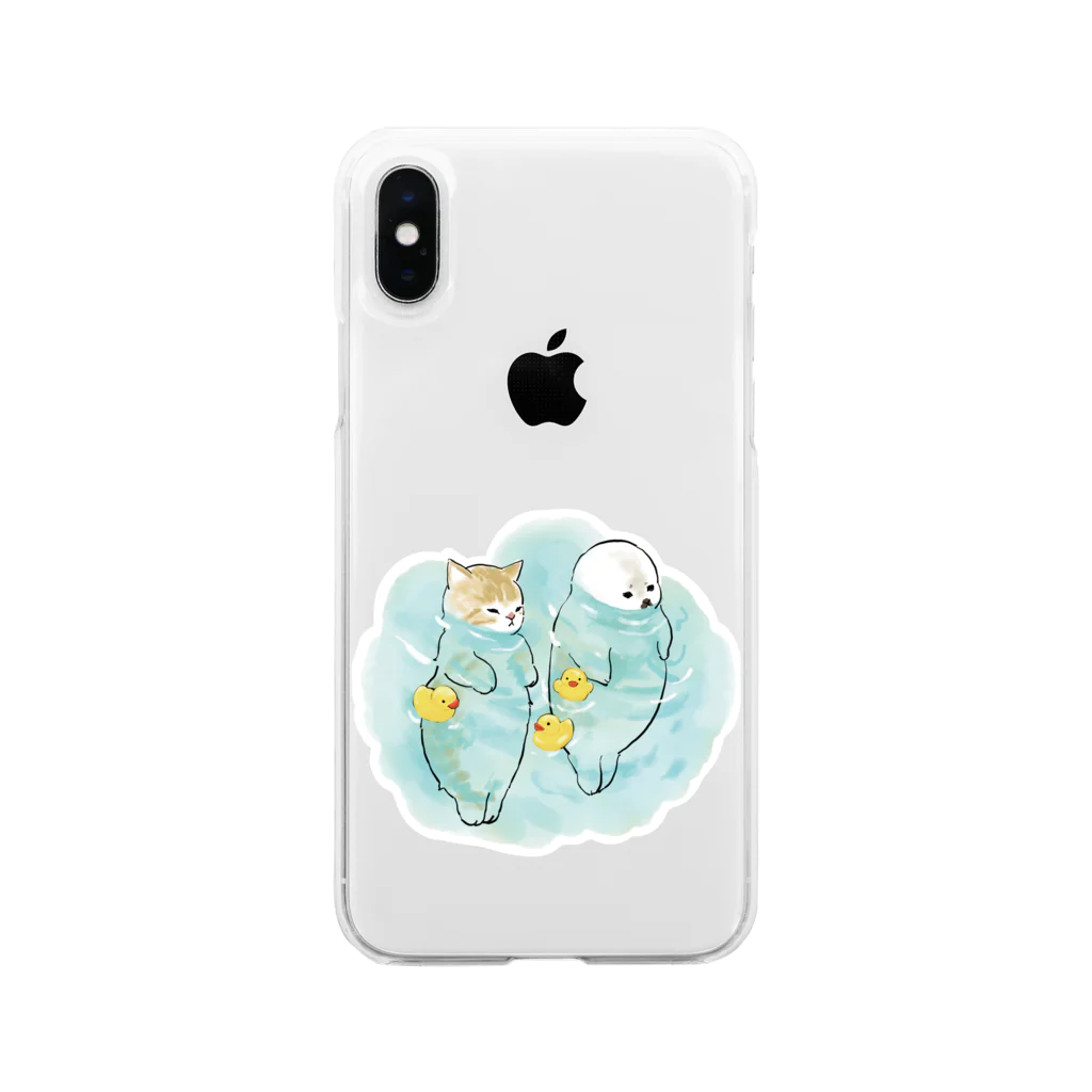 mofusandの海とにゃんこ Soft Clear Smartphone Case