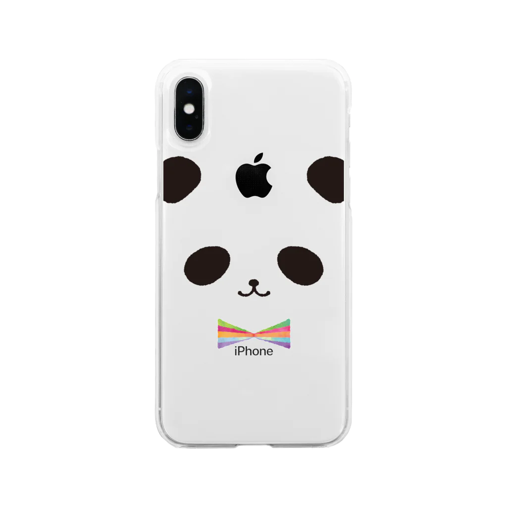 ヒフミヨイのカラフル蝶ネクタイ パンダ Soft Clear Smartphone Case