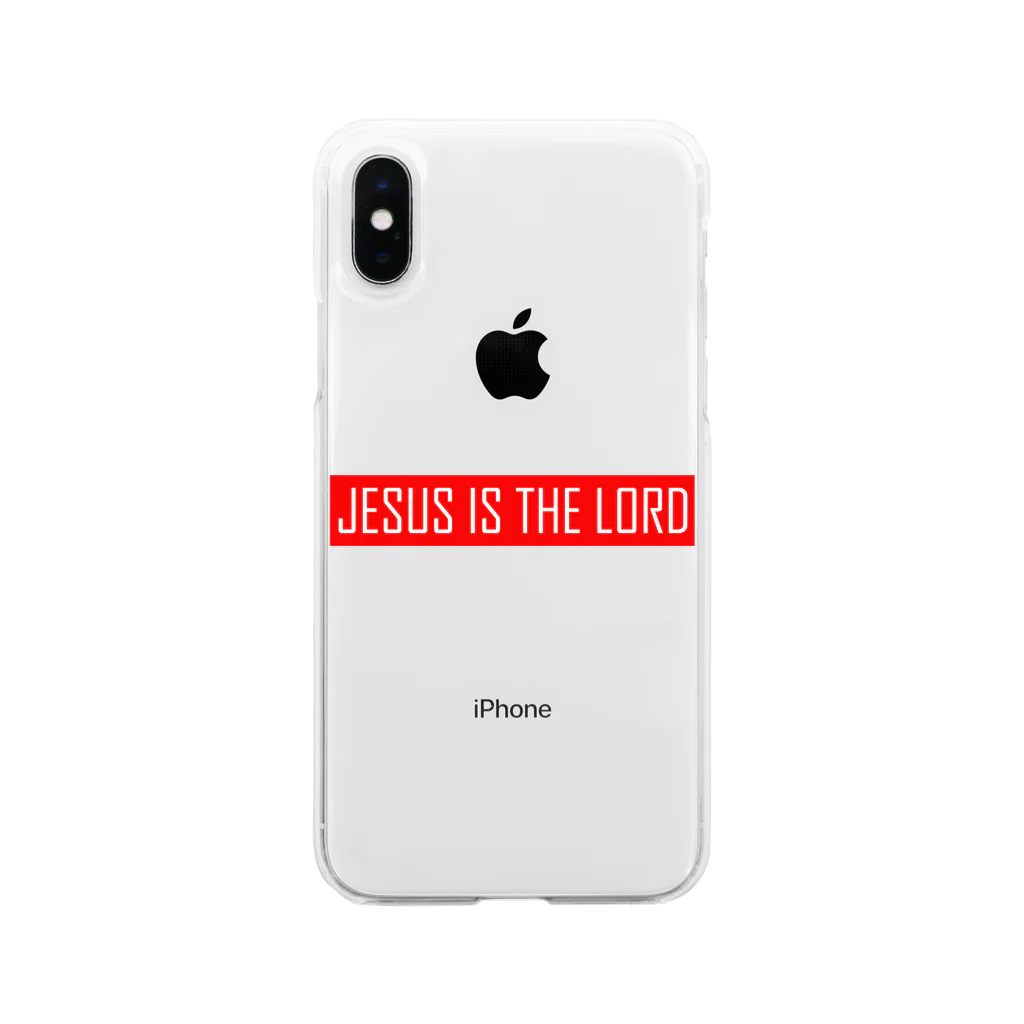 PRAISEのJESUS IS THE LORD （赤） ソフトクリアスマホケース