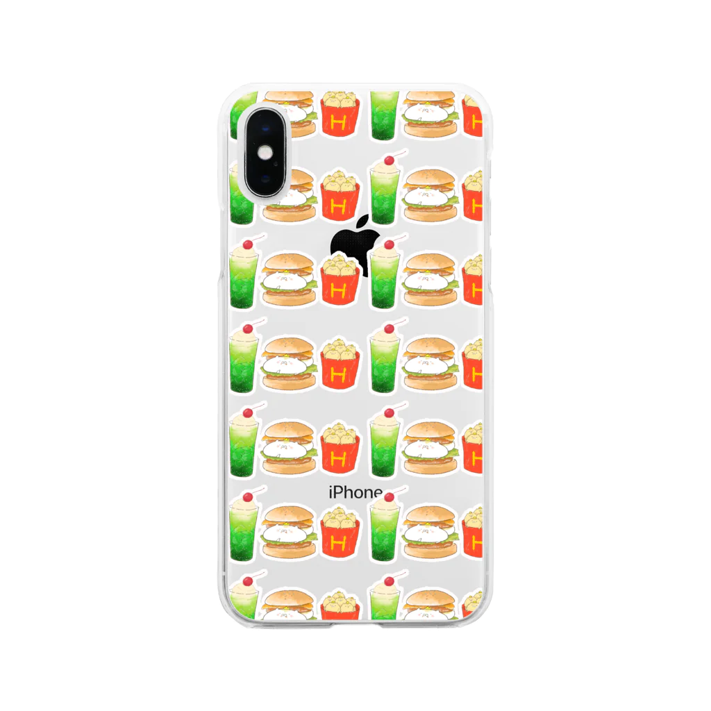 はむ汰の落書き Official Storeのぷぅ王子　ビッグぷぅバーガーセット Soft Clear Smartphone Case