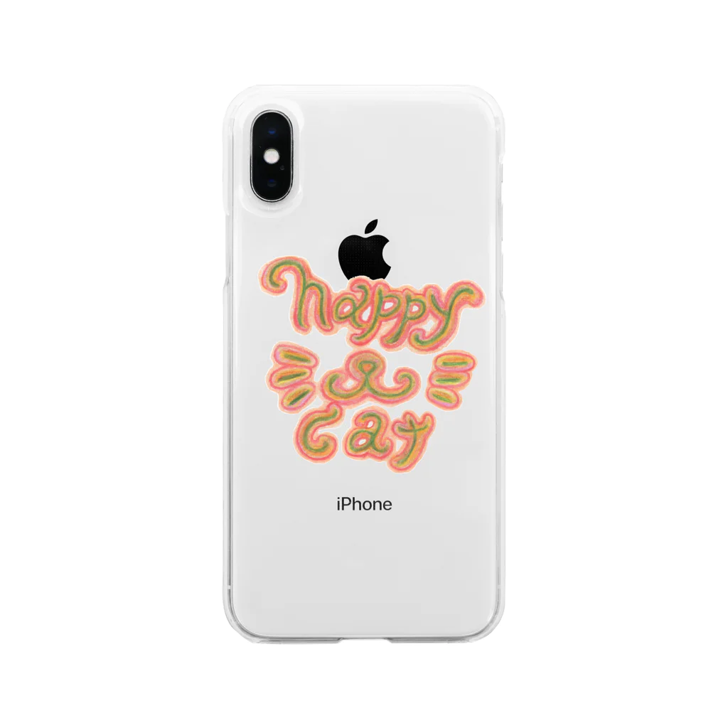 happymaterialのhappy cat Soft Clear Smartphone Case