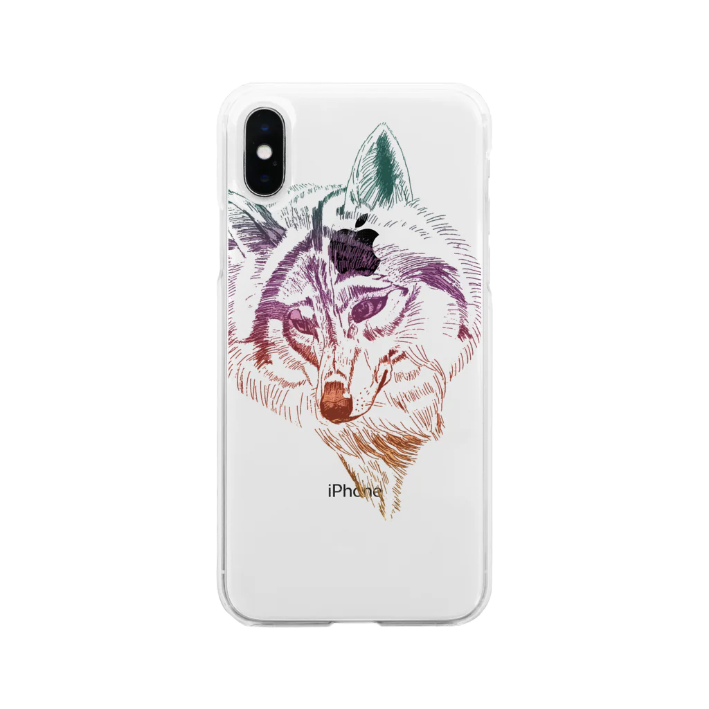 lifejourneycolorfulのカラフル ウルフ Soft Clear Smartphone Case