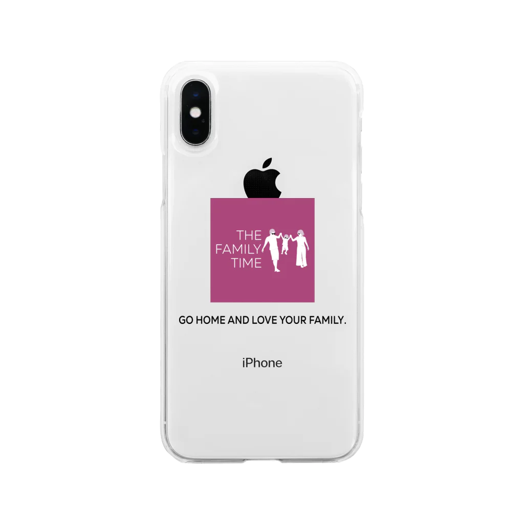 ペアTシャツ屋のシバヤさんの家族の時間(THE FAMILY TIME) ピンク Soft Clear Smartphone Case