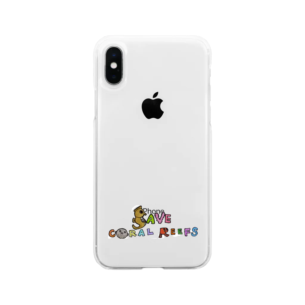 momo3momo3のSAVE CORAL REEFS ロゴ Soft Clear Smartphone Case