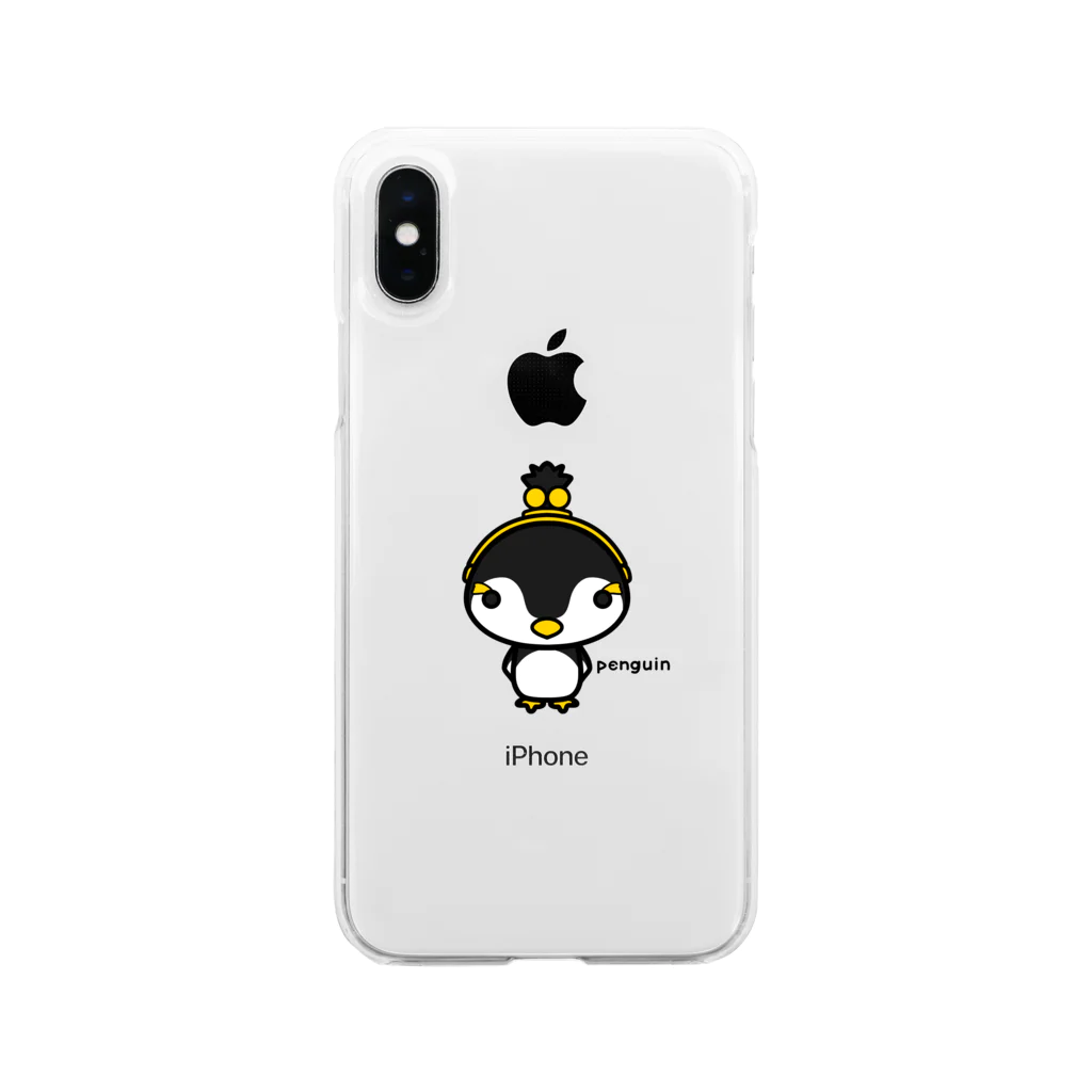 どやネコ！どやちゃん。のがま口ペンギンさん Soft Clear Smartphone Case