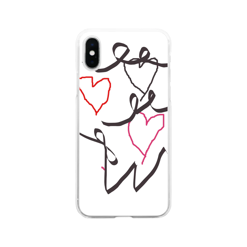 TシャツあんどグッズSHOP の❤とリボン Soft Clear Smartphone Case