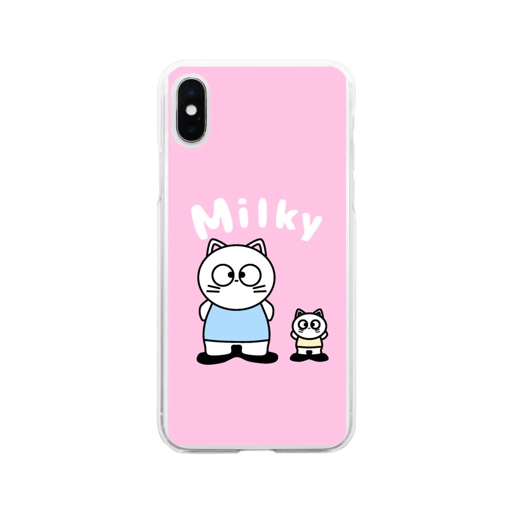 ak_chan1018のふわねこmilky Soft Clear Smartphone Case