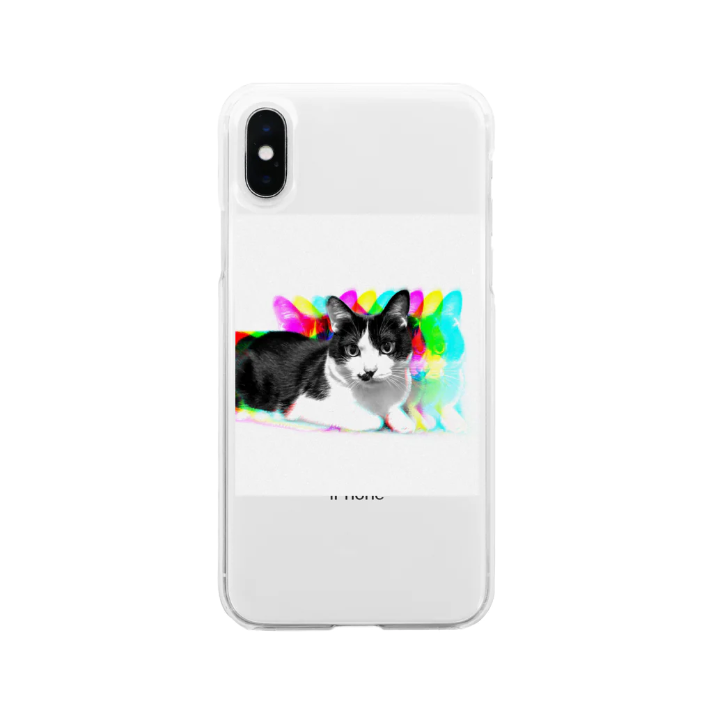 ハチワレすじこの猫シャツ屋のすじこ Soft Clear Smartphone Case