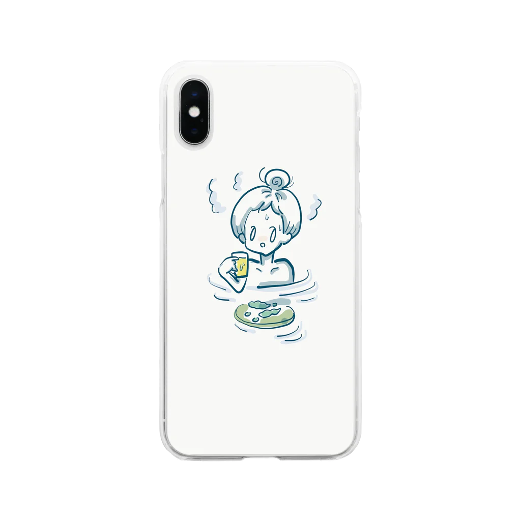 しゅわしゅわのお風呂ビール Soft Clear Smartphone Case