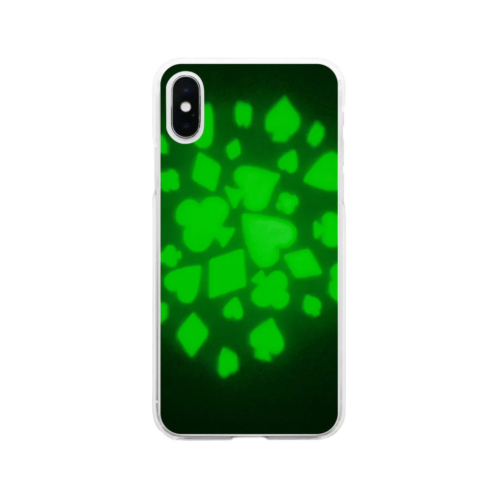 #808の緑トランプの花火 Soft Clear Smartphone Case