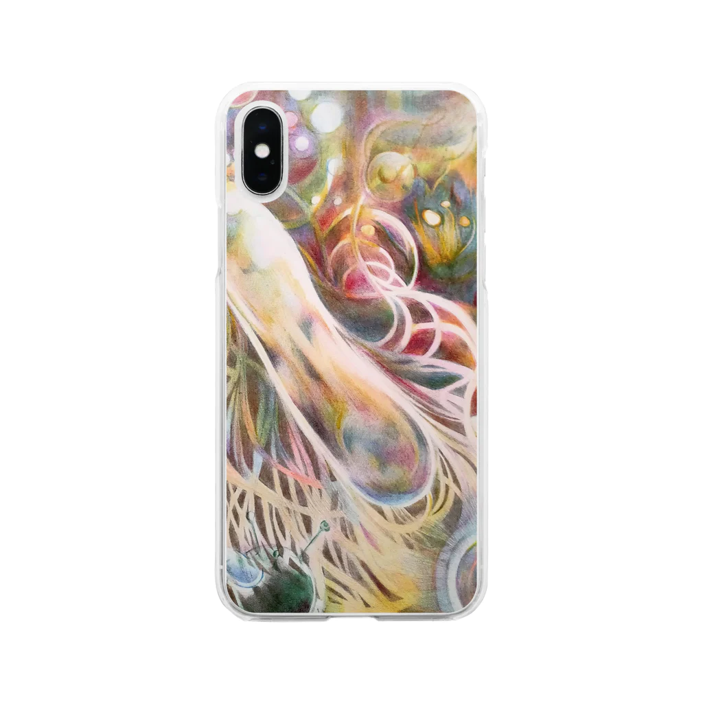 色鉛筆と絵本の世界の美しい微生物の世界 Soft Clear Smartphone Case