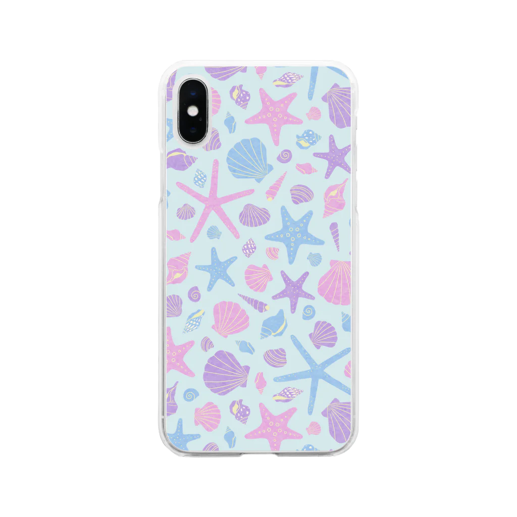 駿介の貝殻_水色 Soft Clear Smartphone Case