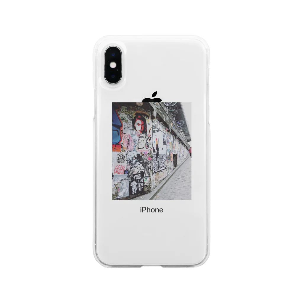 ニューヨークのシアトルのウォールアート Soft Clear Smartphone Case